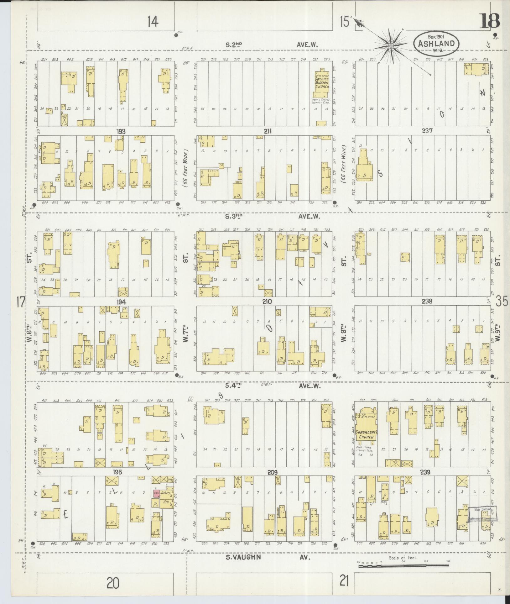 Sanborn Fire Insurance Map from Ashland, Ashland County, Wisconsin (1901), Sheet #0018 - Historic Sanborn Fire Insurance Map Print, vintage old map wall art, antique decor, genealogy gift, Wisconsin Wisconsin map