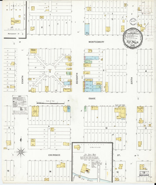 Sanborn Fire Insurance Map from Elk Falls, Elk County, Kansas (1899), Sheet #0001 - Historic Sanborn Fire Insurance Map Print, vintage old map wall art, antique decor, genealogy gift, Kansas Kansas map