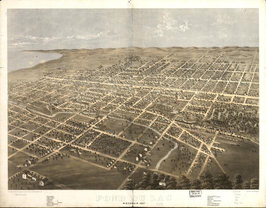 Fond du Lac, Wisconsin 1867. (1867) – Historic Bird’s-Eye View Panorama Print