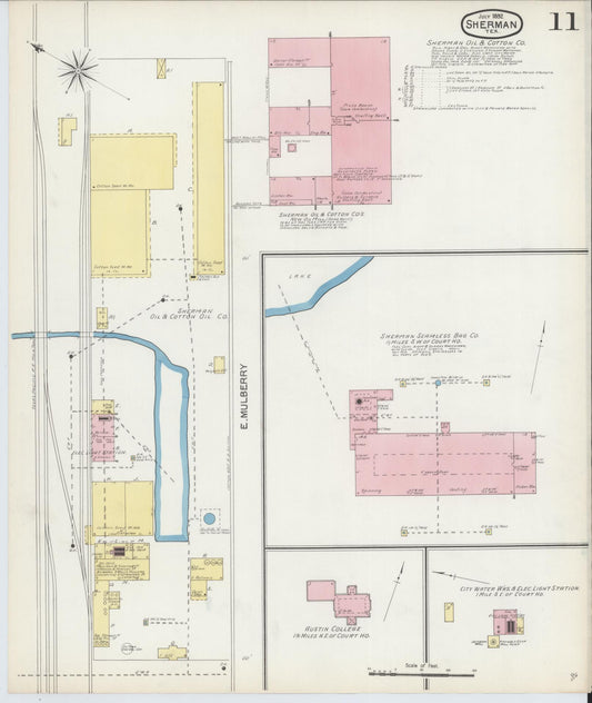 Sanborn Fire Insurance Map from Sherman, Grayson County, Texas (1892), Sheet #0011 - Historic Sanborn Fire Insurance Map Print, vintage old map wall art, antique decor, genealogy gift, Texas Texas map