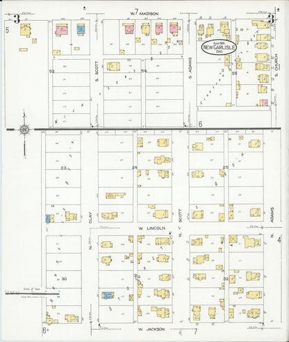 Sanborn Fire Insurance Map from New Carlisle, Clarke County, Ohio (1926), Sheet #0003 - Historic Sanborn Fire Insurance Map Print, vintage old map wall art, antique decor, genealogy gift, Ohio Ohio map
