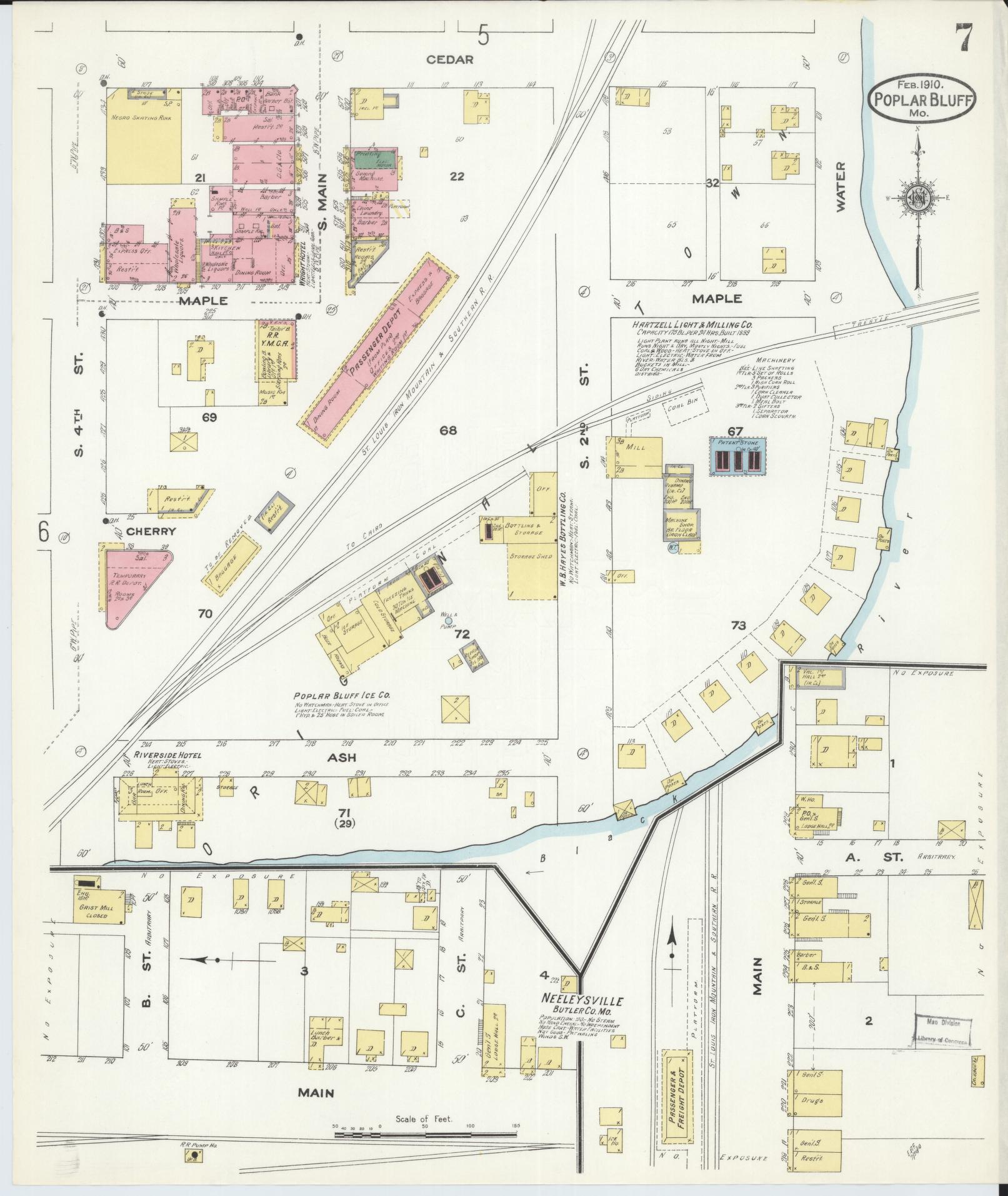 Sanborn Fire Insurance Map from Poplar Bluff, Butler County, Missouri (1910), Sheet #0007 - Complete Map Set gallery image, historic Sanborn map, vintage wall art, Missouri Missouri