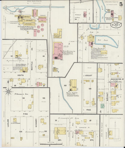 Sanborn Fire Insurance Map from Olney, Richland County, Illinois (1897), Sheet #0005 - Complete Map Set gallery image, historic Sanborn map, vintage wall art, Illinois Illinois