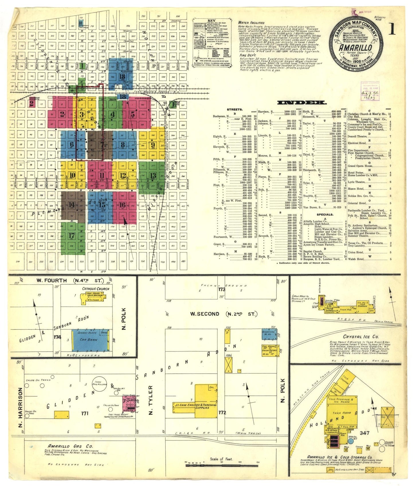 Sanborn Fire Insurance Map from Amarillo, Potter County, Texas. (1908) – Historic Sanborn Fire Insurance Map Print