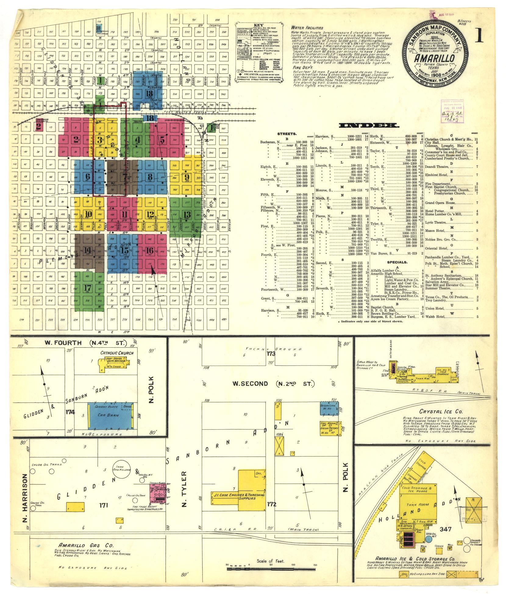 Sanborn Fire Insurance Map from Amarillo, Potter County, Texas. (1908) – Historic Sanborn Fire Insurance Map Print