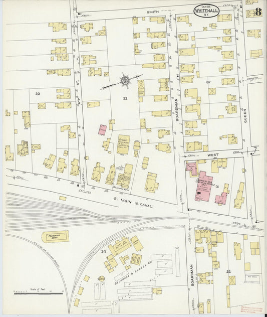 Sanborn Fire Insurance Map from Whitehall, Washington County, New York (1915), Sheet #0008 - Historic Sanborn Fire Insurance Map Print, vintage old map wall art, antique decor, genealogy gift, New York New York map
