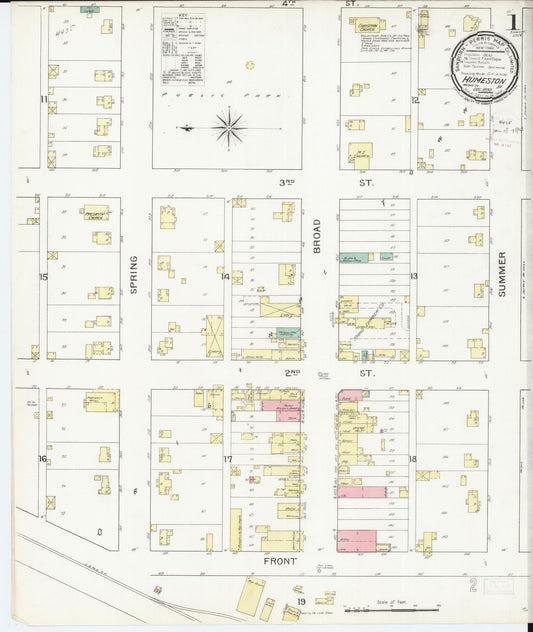 Sanborn Fire Insurance Map from Humeston, Wayne County, Iowa (1893), Sheet #0001 - Historic Sanborn Fire Insurance Map Print, vintage old map wall art