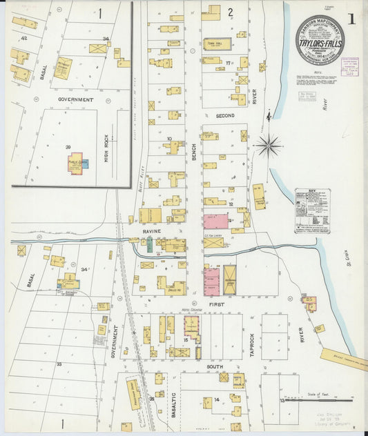 Sanborn Fire Insurance Map from Taylors Falls, Chisago County, Minnesota (1904), Sheet #0001 - Historic Sanborn Fire Insurance Map Print, vintage old map wall art, antique decor, genealogy gift, Minnesota Minnesota map