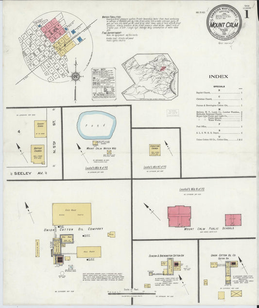 Sanborn Fire Insurance Map from Mount Calm, Hill County, Texas (1921), Sheet #0001 - Complete Map Set gallery image, historic Sanborn map, vintage wall art, Texas Texas