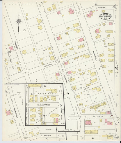 Sanborn Fire Insurance Map from Mount Vernon, Knox County, Ohio (1913), Sheet #0004 - Historic Sanborn Fire Insurance Map Print, vintage old map wall art, antique decor, genealogy gift, Ohio Ohio map