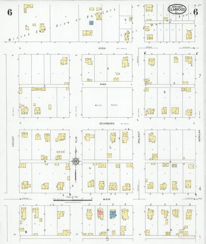 Sanborn Fire Insurance Map from Elmwood, Peoria County, Illinois (1927), Sheet #0006 - Complete Map Set gallery image, historic Sanborn map, vintage wall art, Illinois Illinois