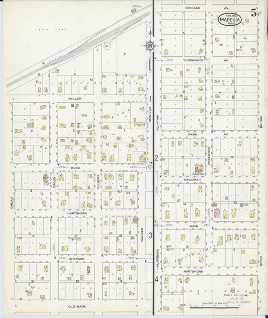 Sanborn Fire Insurance Map from Madelia, Watonwan County, Minnesota (1914), Sheet #0005 - Historic Sanborn Fire Insurance Map Print, vintage old map wall art, antique decor, genealogy gift, Minnesota Minnesota map