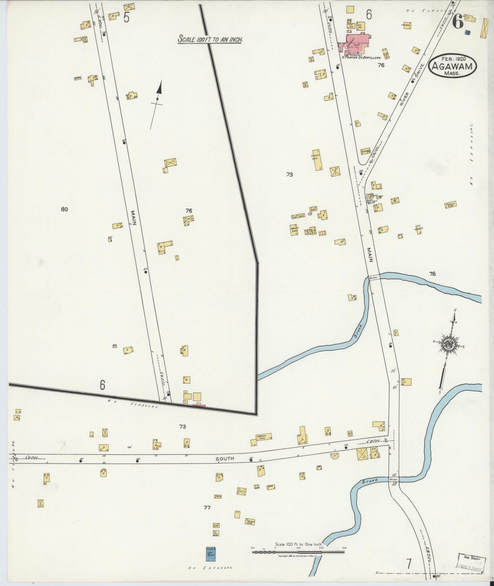 Sanborn Fire Insurance Map from Agawam, Hampden County, Massachusetts (1920), Sheet #0006 - Complete Map Set gallery image, historic Sanborn map, vintage wall art, Massachusetts Massachusetts