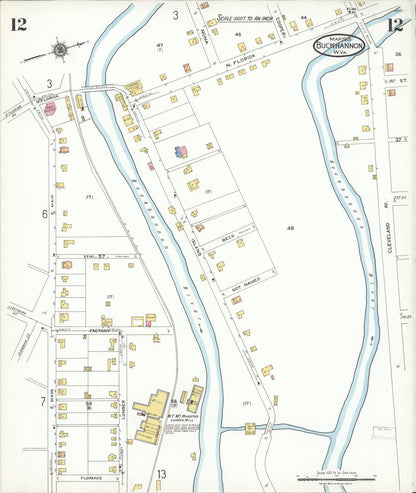 Sanborn Fire Insurance Map from Buckhannon, Upshur County, West Virginia (1923), Sheet #0012 - Complete Map Set gallery image, historic Sanborn map, vintage wall art, West Virginia West Virginia