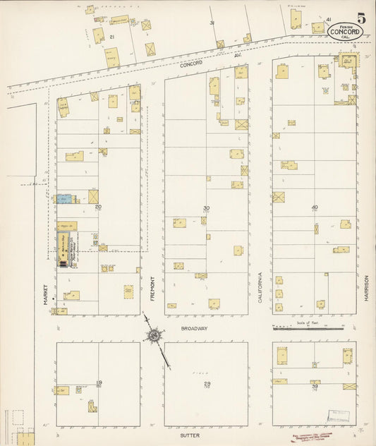 Sanborn Fire Insurance Map from Concord, Contra Costa County, California (1912), Sheet #0005 - Historic Sanborn Fire Insurance Map Print, vintage old map wall art, antique decor, genealogy gift, California California map