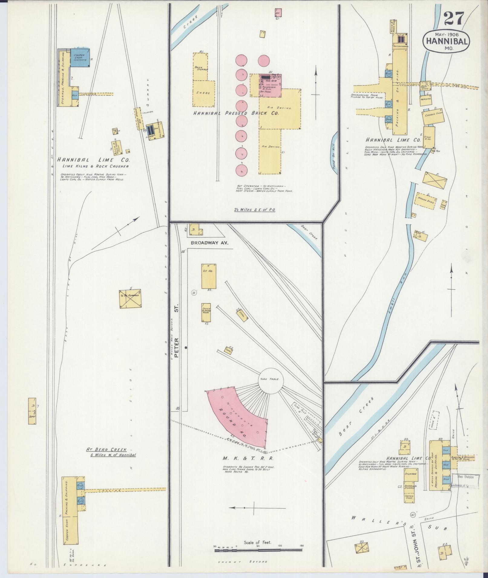 Sanborn Fire Insurance Map from Hannibal, Marion County, Missouri (1906), Sheet #0027 - Historic Sanborn Fire Insurance Map Print, vintage old map wall art, antique decor, genealogy gift, Missouri Missouri map