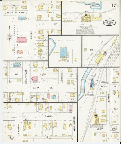 Sanborn Fire Insurance Map from Fort Scott, Bourbon County, Kansas (1893), Sheet #0017 - Complete Map Set gallery image, historic Sanborn map, vintage wall art, Kansas Kansas