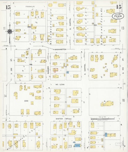 Sanborn Fire Insurance Map from Pekin, Tazewell County, Illinois (1925), Sheet #0015 - Complete Map Set gallery image, historic Sanborn map, vintage wall art, Illinois Illinois