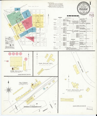 Sanborn Fire Insurance Map from Audubon, Audubon County, Iowa (1908), Sheet #0001 - Historic Sanborn Fire Insurance Map Print