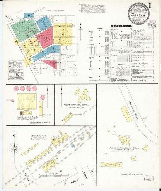 Sanborn Fire Insurance Map from Audubon, Audubon County, Iowa (1908), Sheet #0001 - Historic Sanborn Fire Insurance Map Print