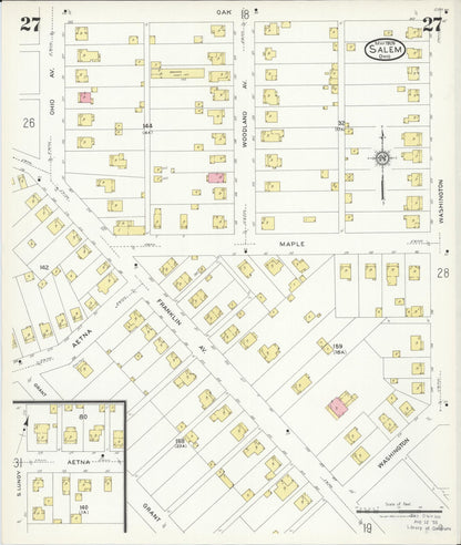 Sanborn Fire Insurance Map from Salem, Columbiana County, Ohio (1926), Sheet #0027 - Complete Map Set gallery image, historic Sanborn map, vintage wall art, Ohio Ohio