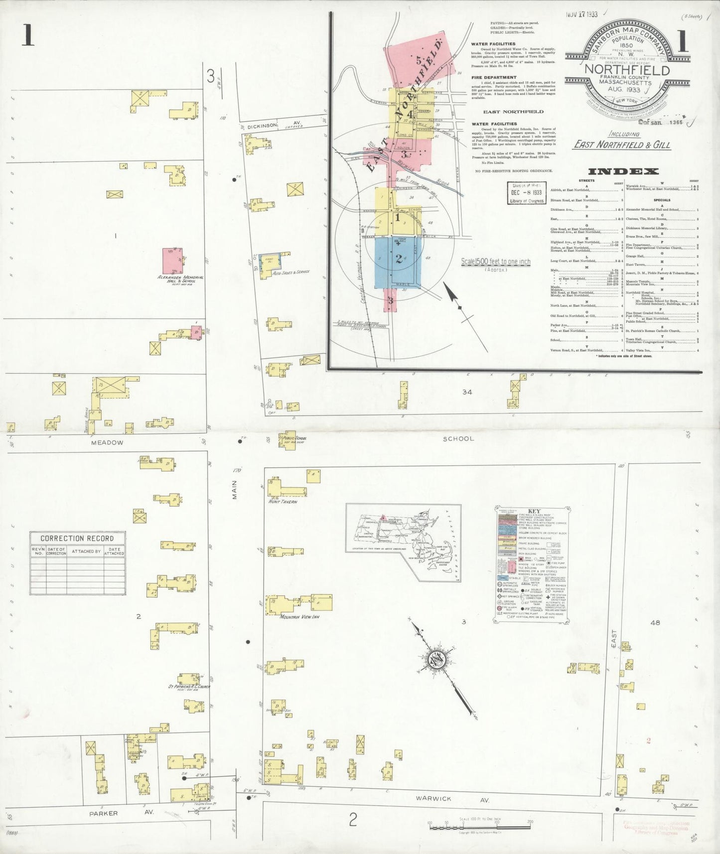 Sanborn Fire Insurance Map from Northfield, Franklin County, Massachusetts (1933), Sheet #0001 - Complete Map Set gallery image, historic Sanborn map, vintage wall art, Massachusetts Massachusetts