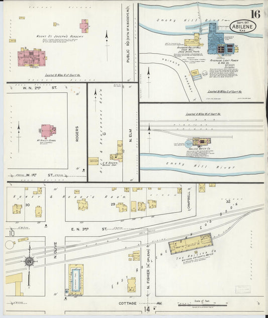 Sanborn Fire Insurance Map from Abilene, Dickinson County, Kansas (1917), Sheet #0016 - Historic Sanborn Fire Insurance Map Print, vintage old map wall art, antique decor, genealogy gift, Kansas Kansas map