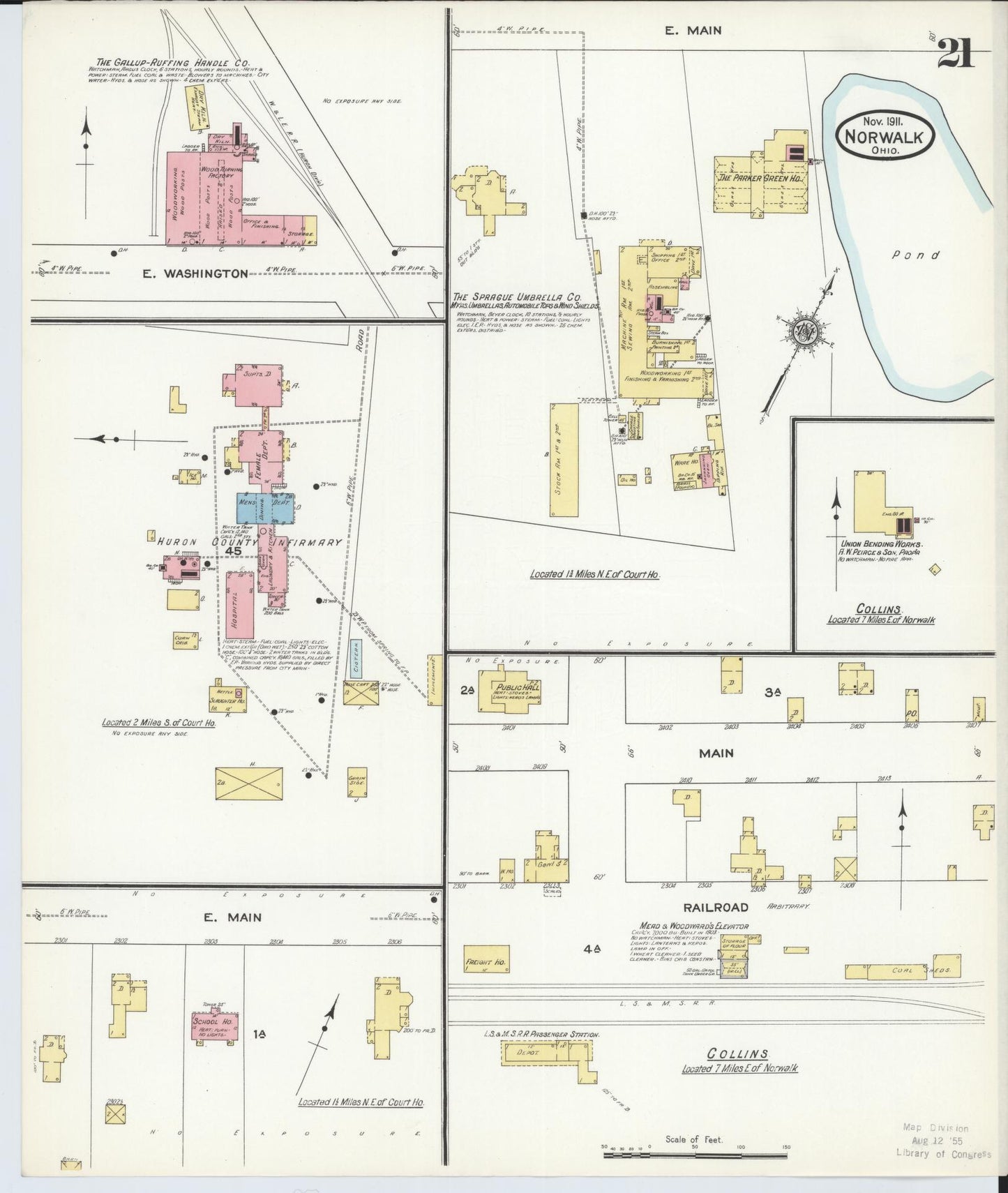 Sanborn Fire Insurance Map from Norwalk, Huron County, Ohio (1911), Sheet #0021 - Complete Map Set gallery image, historic Sanborn map, vintage wall art, Ohio Ohio
