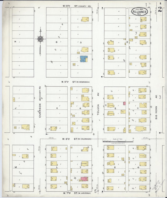 Sanborn Fire Insurance Map from Alliance, Box Butte County, Nebraska (1920), Sheet #0002 - Historic Sanborn Fire Insurance Map Print, vintage old map wall art, antique decor, genealogy gift, Nebraska Nebraska map