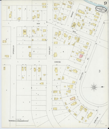 Sanborn Fire Insurance Map from Crookston, Polk County, Minnesota (1896), Sheet #0009 - Historic Sanborn Fire Insurance Map Print, vintage old map wall art, antique decor, genealogy gift, Minnesota Minnesota map