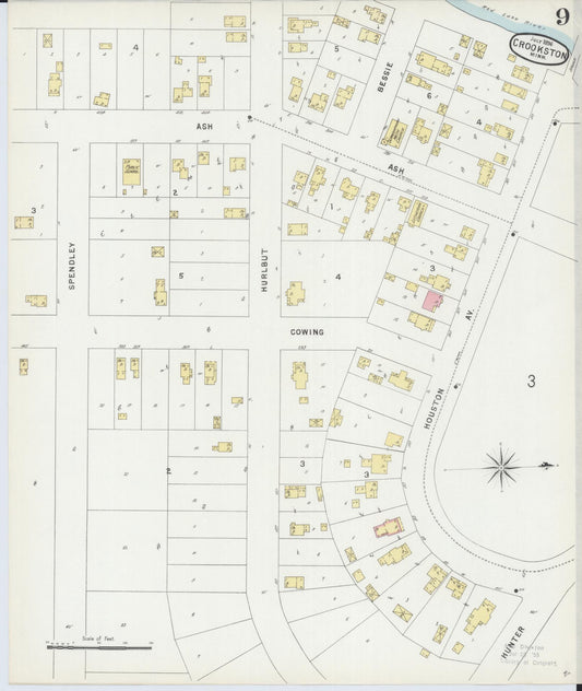 Sanborn Fire Insurance Map from Crookston, Polk County, Minnesota (1896), Sheet #0009 - Historic Sanborn Fire Insurance Map Print, vintage old map wall art, antique decor, genealogy gift, Minnesota Minnesota map