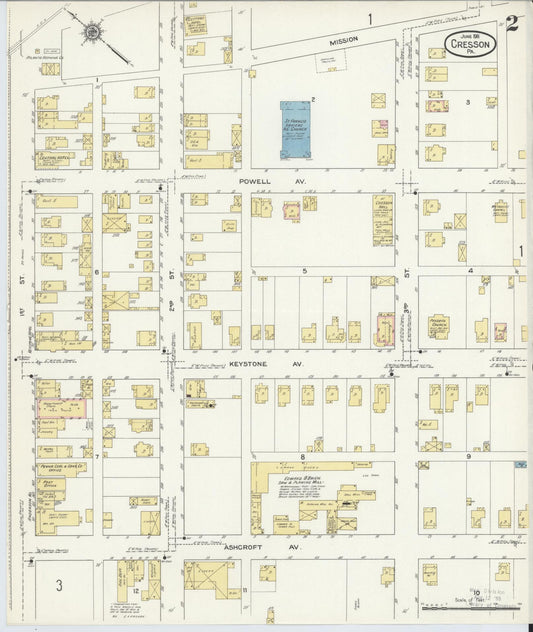 Sanborn Fire Insurance Map from Cresson, Cambria County, Pennsylvania (1911), Sheet #0002 - Historic Sanborn Fire Insurance Map Print, vintage old map wall art, antique decor, genealogy gift, Pennsylvania Pennsylvania map