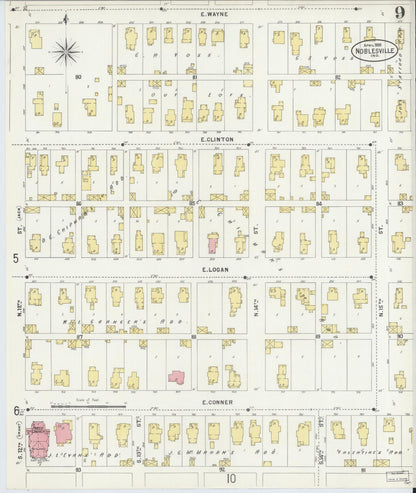 Sanborn Fire Insurance Map from Noblesville, Hamilton County, Indiana (1898), Sheet #0009 - Complete Map Set gallery image, historic Sanborn map, vintage wall art, Indiana Indiana