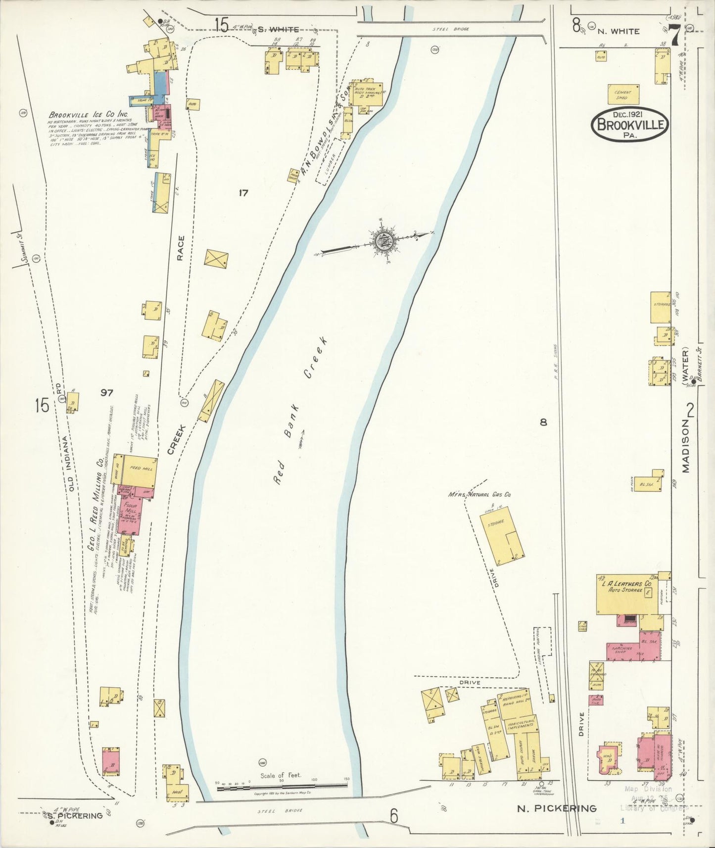 Sanborn Fire Insurance Map from Brookville, Jefferson County, Pennsylvania (1921), Sheet #0007 - Historic Sanborn Fire Insurance Map Print, vintage old map wall art, antique decor, genealogy gift, Pennsylvania Pennsylvania map