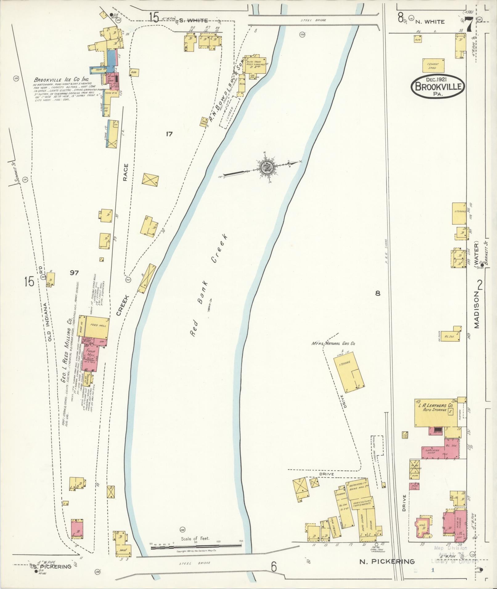 Sanborn Fire Insurance Map from Brookville, Jefferson County, Pennsylvania (1921), Sheet #0007 - Historic Sanborn Fire Insurance Map Print, vintage old map wall art, antique decor, genealogy gift, Pennsylvania Pennsylvania map