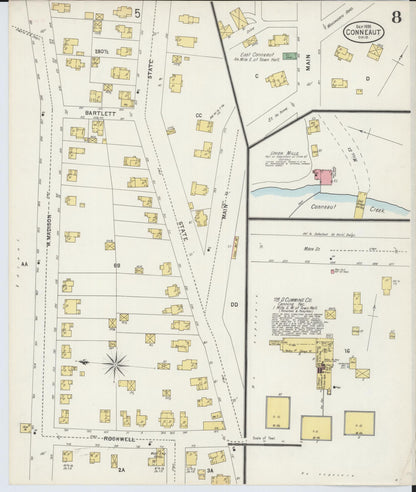 Sanborn Fire Insurance Map from Conneaut, Ashtabula County, Ohio (1898), Sheet #0008 - Historic Sanborn Fire Insurance Map Print, vintage old map wall art, antique decor, genealogy gift, Ohio Ohio map