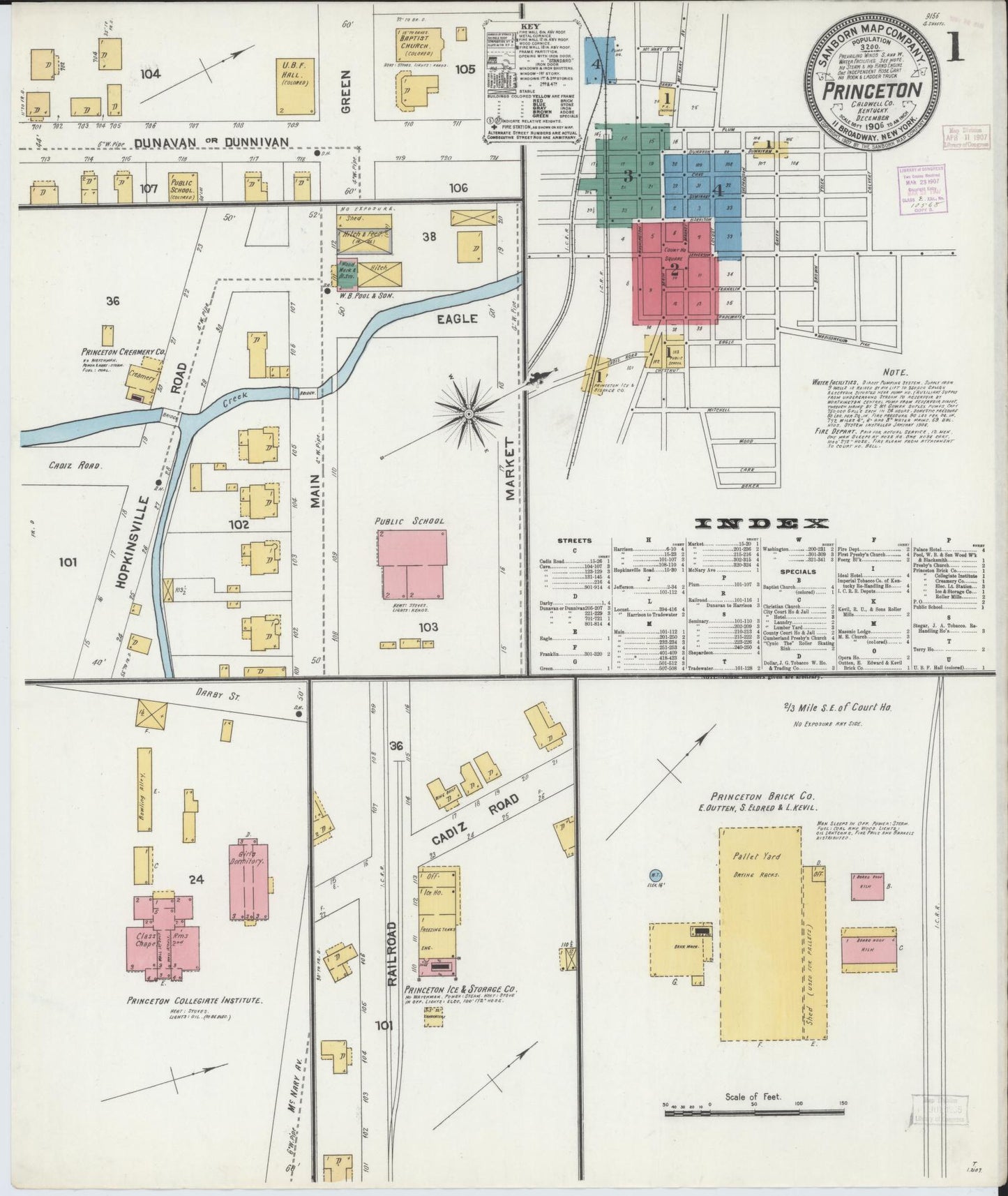 Sanborn Fire Insurance Map from Princeton, Caldwell County, Kentucky (1906), Sheet #0001 - Complete Map Set gallery image, historic Sanborn map, vintage wall art, Kentucky Kentucky