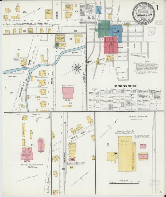 Sanborn Fire Insurance Map from Princeton, Caldwell County, Kentucky (1906), Sheet #0001 - Complete Map Set gallery image, historic Sanborn map, vintage wall art, Kentucky Kentucky