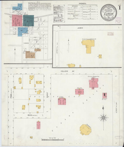 Sanborn Fire Insurance Map from Eureka, Woodford County, Illinois (1906), Sheet #0001 - Complete Map Set gallery image, historic Sanborn map, vintage wall art, Illinois Illinois