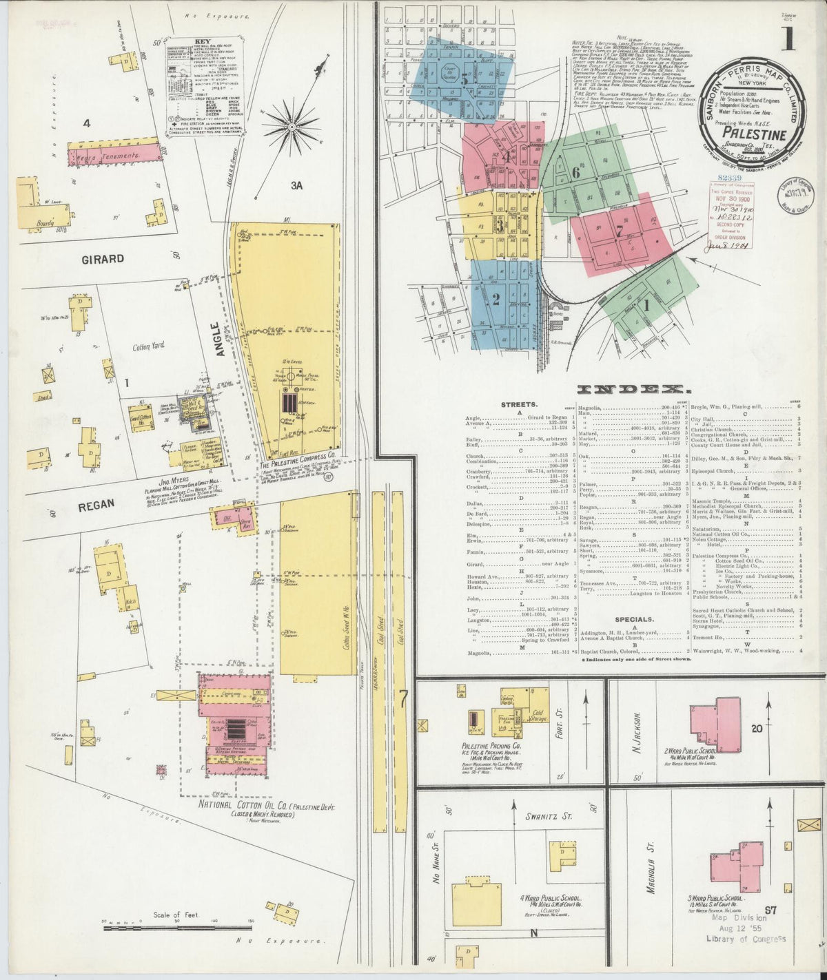 Sanborn Fire Insurance Map from Palestine, Anderson County, Texas (1900), Sheet #0001 - Complete Map Set gallery image, historic Sanborn map, vintage wall art, Texas Texas