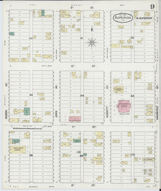 Sanborn Fire Insurance Map from Superior, Douglas County, Wisconsin (1889), Sheet #0009 - Historic Sanborn Fire Insurance Map Print, vintage old map wall art, antique decor, genealogy gift, Wisconsin Wisconsin map
