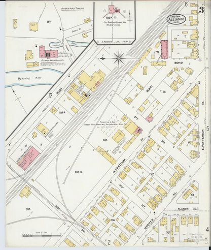 Sanborn Fire Insurance Map from Alliance, Stark County, Ohio (1904), Sheet #0003 - Complete Map Set gallery image, historic Sanborn map, vintage wall art, Ohio Ohio