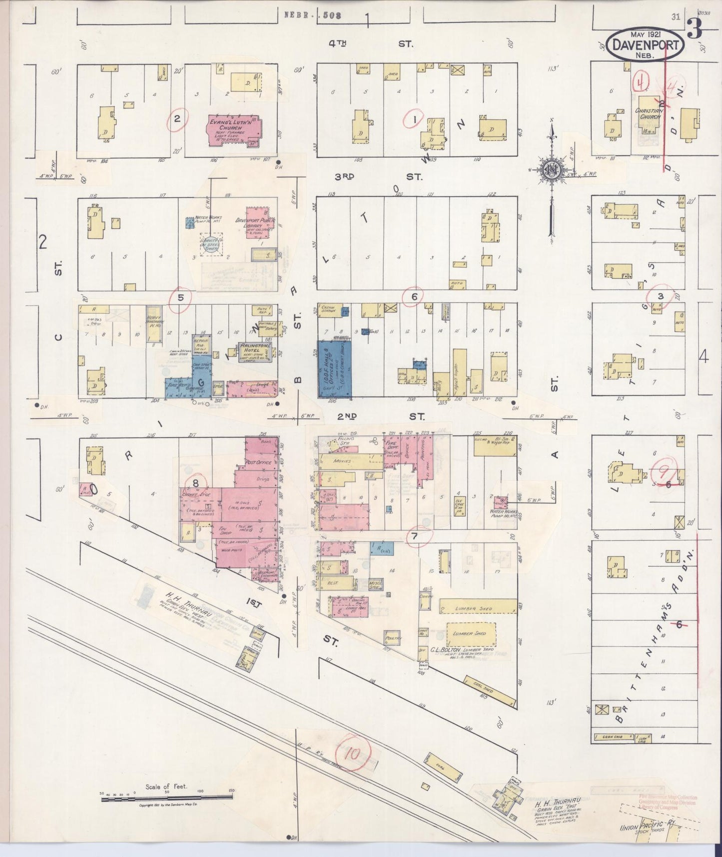 Sanborn Fire Insurance Map from Davenport, Thayer County, Nebraska (1935), Sheet #0003 - Complete Map Set gallery image, historic Sanborn map, vintage wall art, Nebraska Nebraska