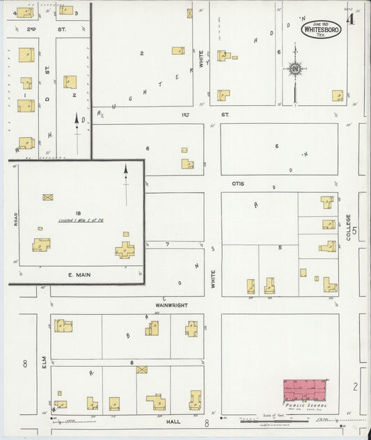 Sanborn Fire Insurance Map from Whitesboro, Grayson County, Texas (1921), Sheet #0004 - Historic Sanborn Fire Insurance Map Print, vintage old map wall art, antique decor, genealogy gift, Texas Texas map