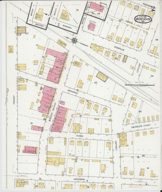 Sanborn Fire Insurance Map from Morehouse, New Madrid County, Missouri (1919), Sheet #0002 - Historic Sanborn Fire Insurance Map Print, vintage old map wall art, antique decor, genealogy gift, Missouri Missouri map