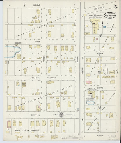Sanborn Fire Insurance Map from Archbold, Fulton County, Ohio (1914), Sheet #0005 - Historic Sanborn Fire Insurance Map Print, vintage old map wall art, antique decor, genealogy gift, Ohio Ohio map