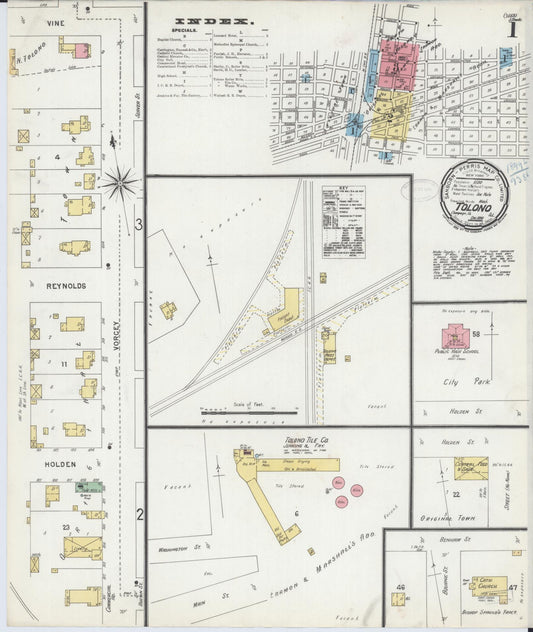 Sanborn Fire Insurance Map from Tolono, Champaign County, Illinois (1898), Sheet #0001 - Complete Map Set gallery image, historic Sanborn map, vintage wall art, Illinois Illinois