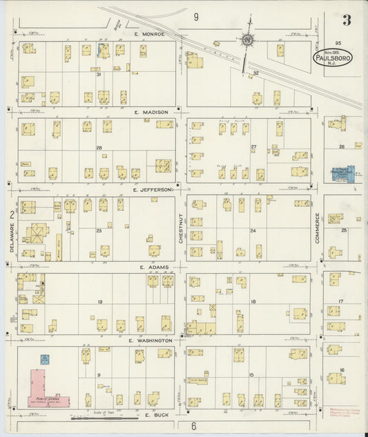 Sanborn Fire Insurance Map from Paulsboro, Gloucester County, New Jersey (1915), Sheet #0003 - Historic Sanborn Fire Insurance Map Print, vintage old map wall art, antique decor, genealogy gift, New Jersey New Jersey map