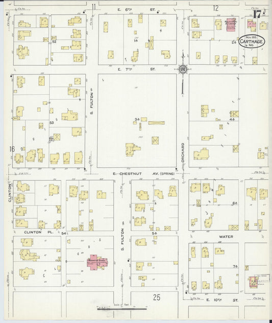 Sanborn Fire Insurance Map from Carthage, Jasper County, Missouri (1915), Sheet #0017 - Historic Sanborn Fire Insurance Map Print, vintage old map wall art, antique decor, genealogy gift, Missouri Missouri map