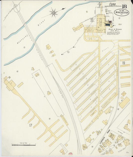 Sanborn Fire Insurance Map from Winchester, Clark County, Kentucky (1907), Sheet #0018 - Historic Sanborn Fire Insurance Map Print, vintage old map wall art, antique decor, genealogy gift, Kentucky Kentucky map